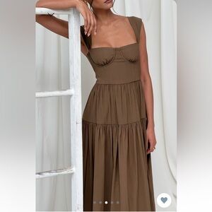 WeWoreWhat | Strap Corset Midi Dress Brown